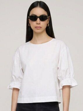 Commune 100% Cotton Short Sleeve White Blouse Size L
